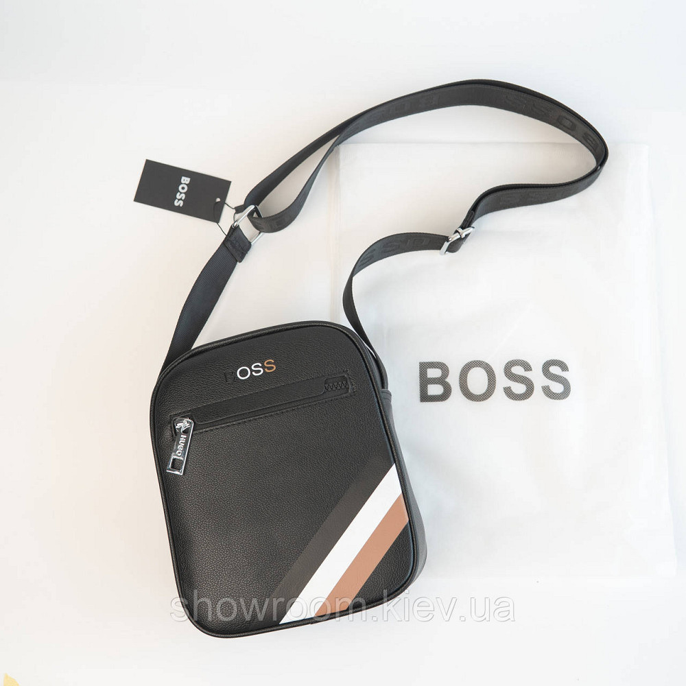 Мужская брендовая черная сумка Boss (6602) Киев - изображение 9