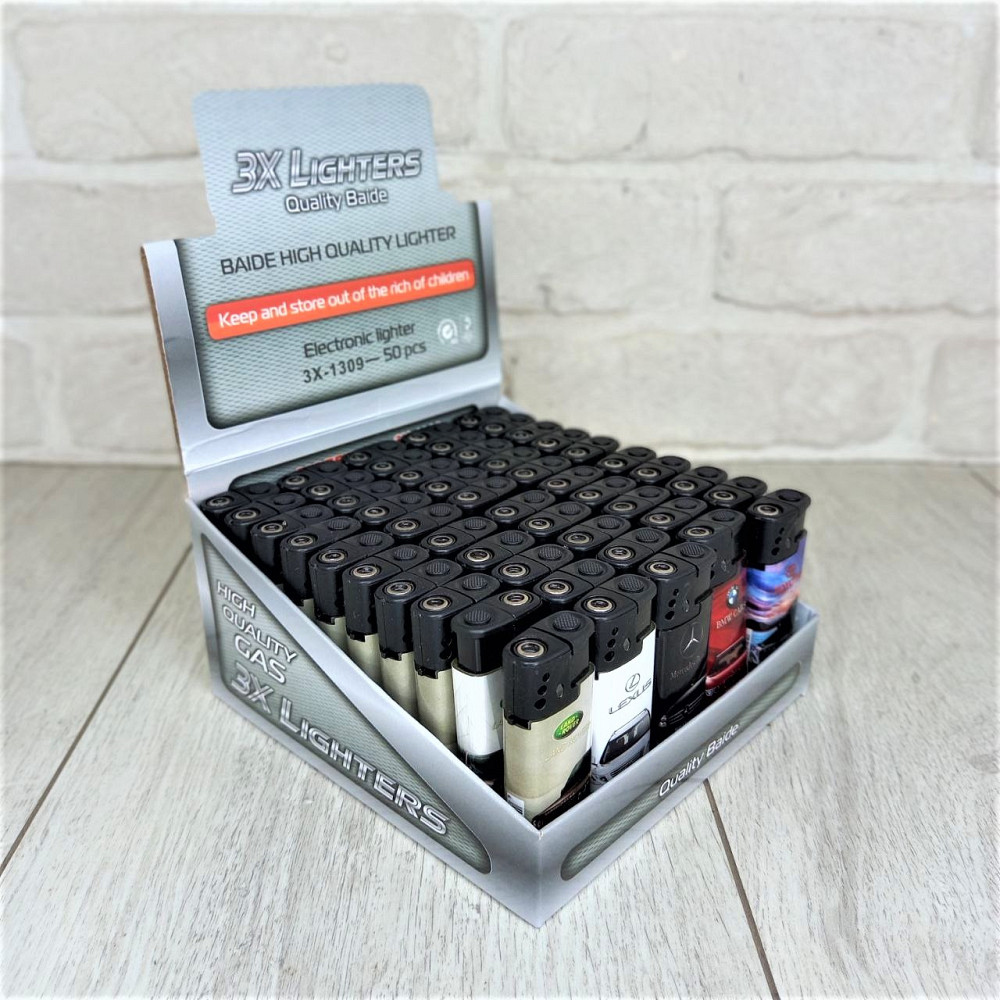 Зажигалка с фонарем турбо-пламя принт Машина уп/50шт Turbo1309-4 Харьков - изображение 6