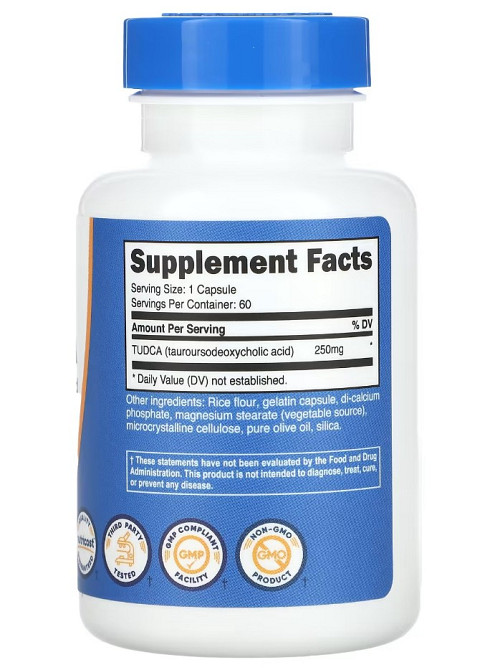 Тудка, TUDCA, (Тауросодезоксихолевая кислота ), Nutricost, 250 мг, 60 капсул Київ - фото 2