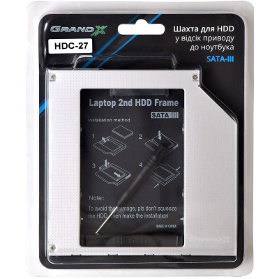 Фрейм-переходник Grand-X HDD 2.5'' to notebook 12.7 mm ODD SATA3 (HDC-27) Винница - изображение 3