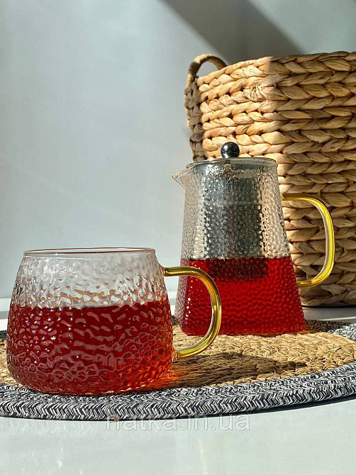 Кухоль чашка Olens "Леденець" 450 мл 8030-257 прозорий із жовтою ручкою Київ - фото 2