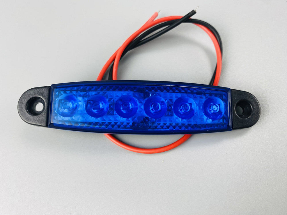 Ліхтар LED габаритний 24V IP67 6 led діодів SMD синій, оптична лінза + кріплення для авто Мукачево - фото 3