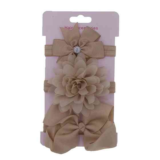 Набор детских повязок на голову 3 штуки one size кофейный Киев