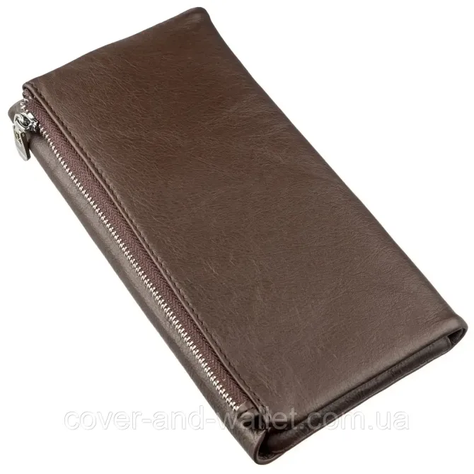 Тонкий кожаный кошелек купюрник для мужчин и женщин ST Leather (коричневый) Киев - изображение 8