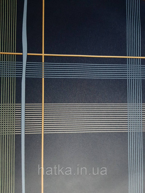 Шпалери вінілові Lutece Bensimon геометрія смуги квадрати блакитні білі жовті зелені на темно-синьому Київ - фото 2