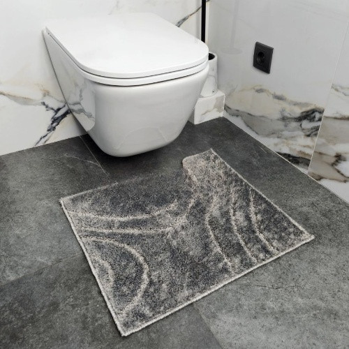 Набір килимків для ванної кімнати 2шт 57*100см+57*50см U-виріз Абстракція Joy сірий тафтинг Дариана Житомир - фото 4