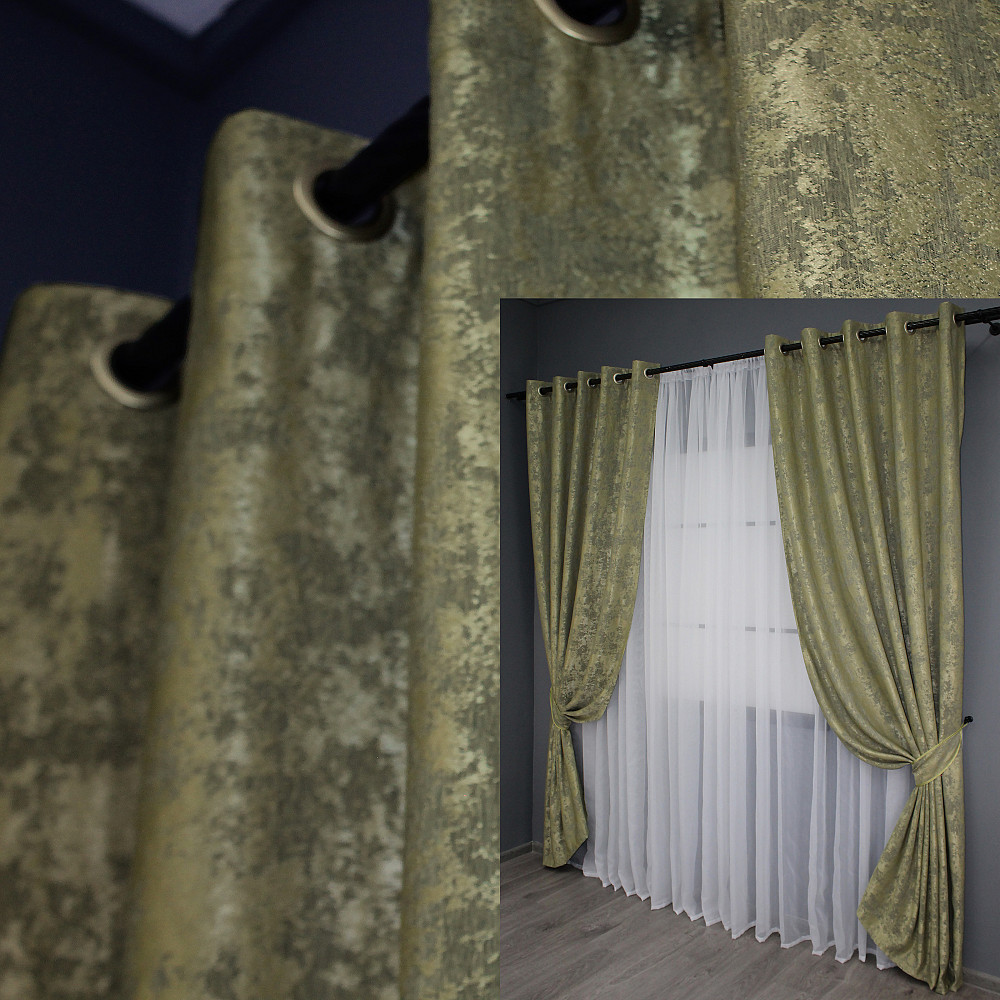 Комплект штор на люверсах VR-Textil Жаккард Sultan YL № № 1213ш Оливковый 150х250 см 2 шт (37-0062) Киев - изображение 1