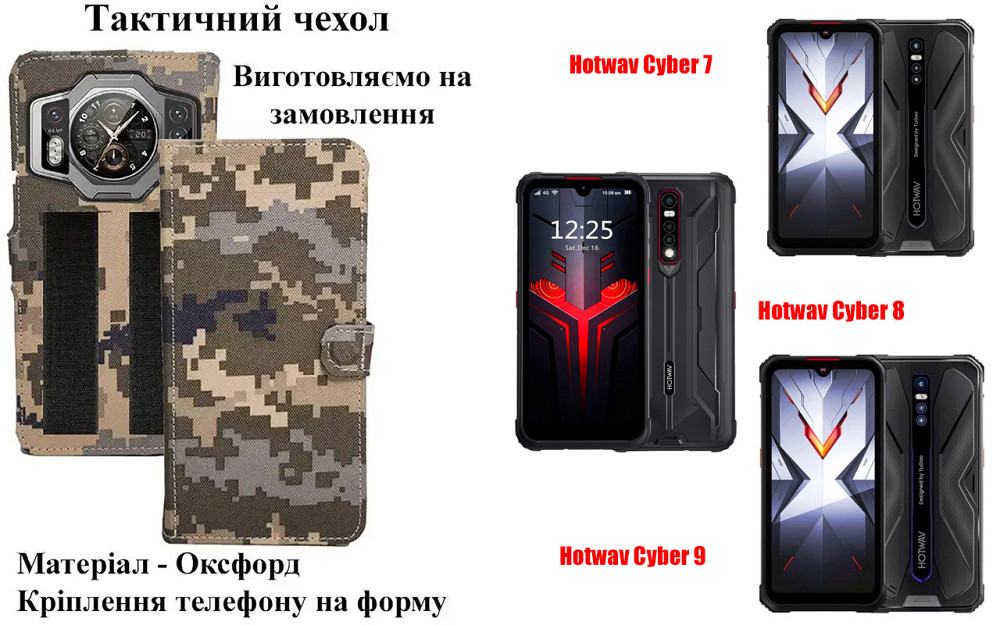 Тактичний чохол для DOOGEE X70, Doogee X80, кріпиться до спорядження на липучці Київ - фото 1
