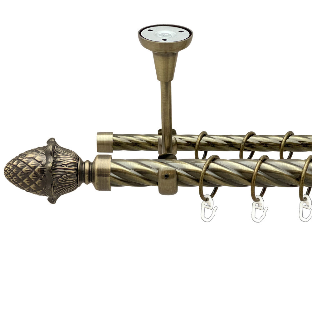 Карниз Orvit Цинара металевий дворядний відкритий до стелі скручена труба кільце металеве Антик 25\16 мм 300 см (00-00024463) Львів - фото 1