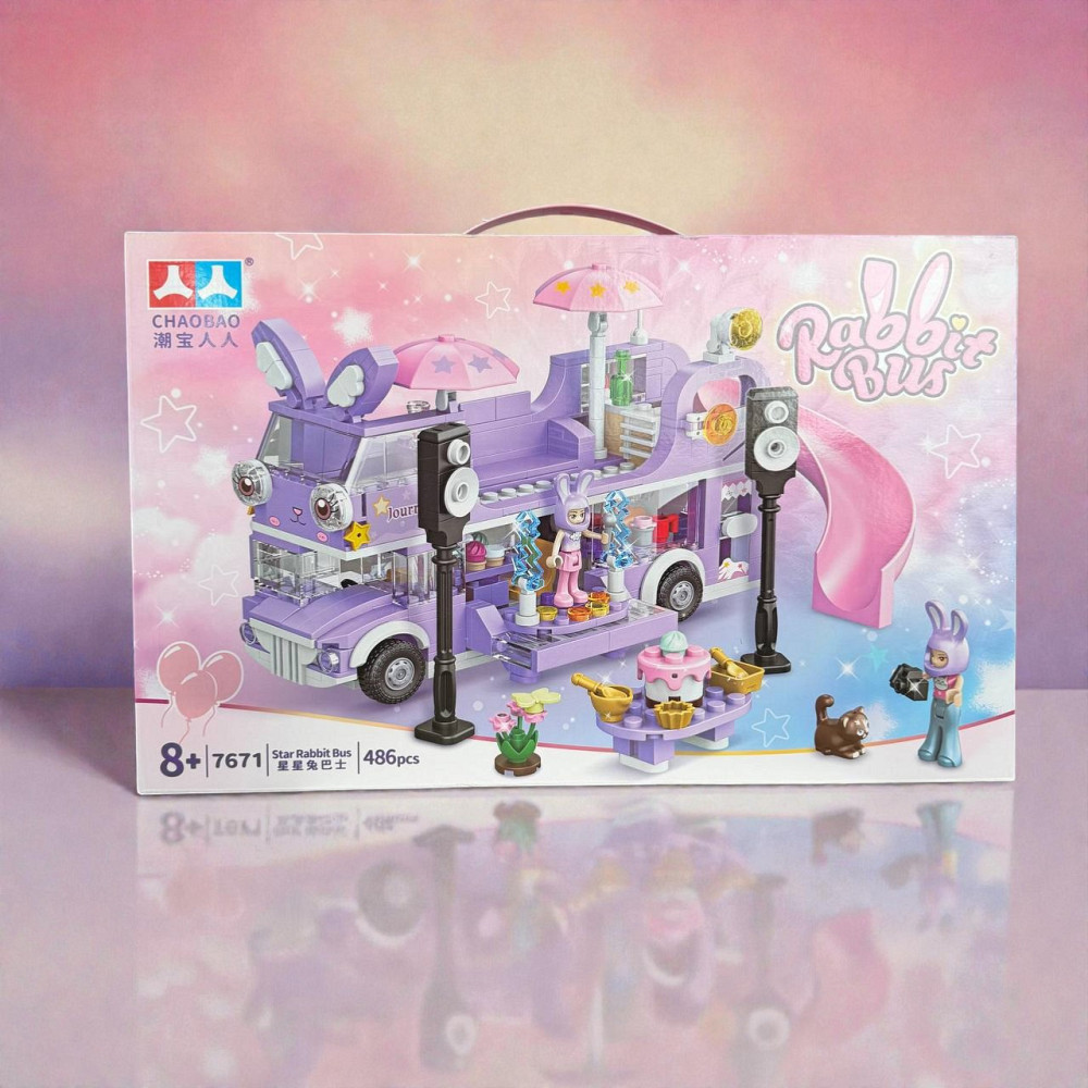 Великий дитячий конструктор Rabbit Bus для дівчинки, конструктор автобус кролика рожевий для дівчаток, у коробці ( 25335 ) Харків - фото 4