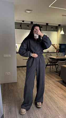 Жіночий повсякденний теплий комбінезон із флісу Графіт Одеса