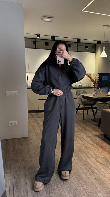 Жіночий повсякденний теплий комбінезон із флісу Графіт Одеса - фото 3