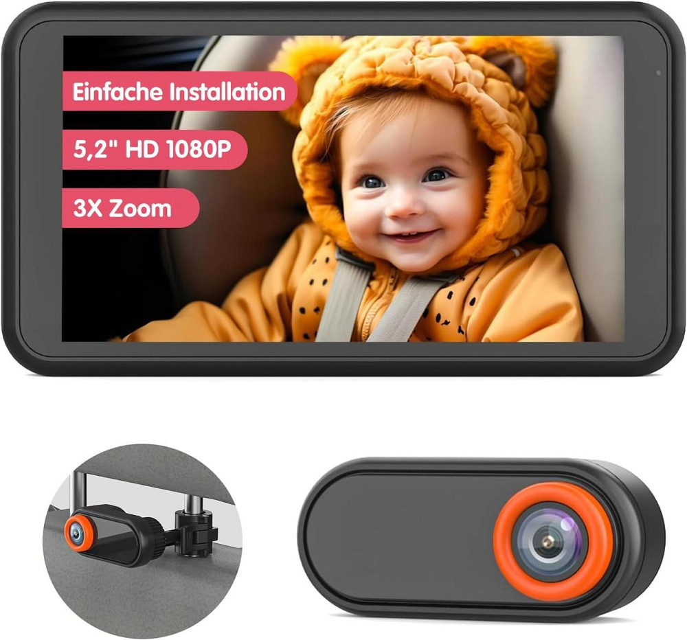Автомобильная видеоняня LUCKVIEW монитор 5.2” с камерой заднего вида для малышей в авто Full HD ночное видение Киев - изображение 1