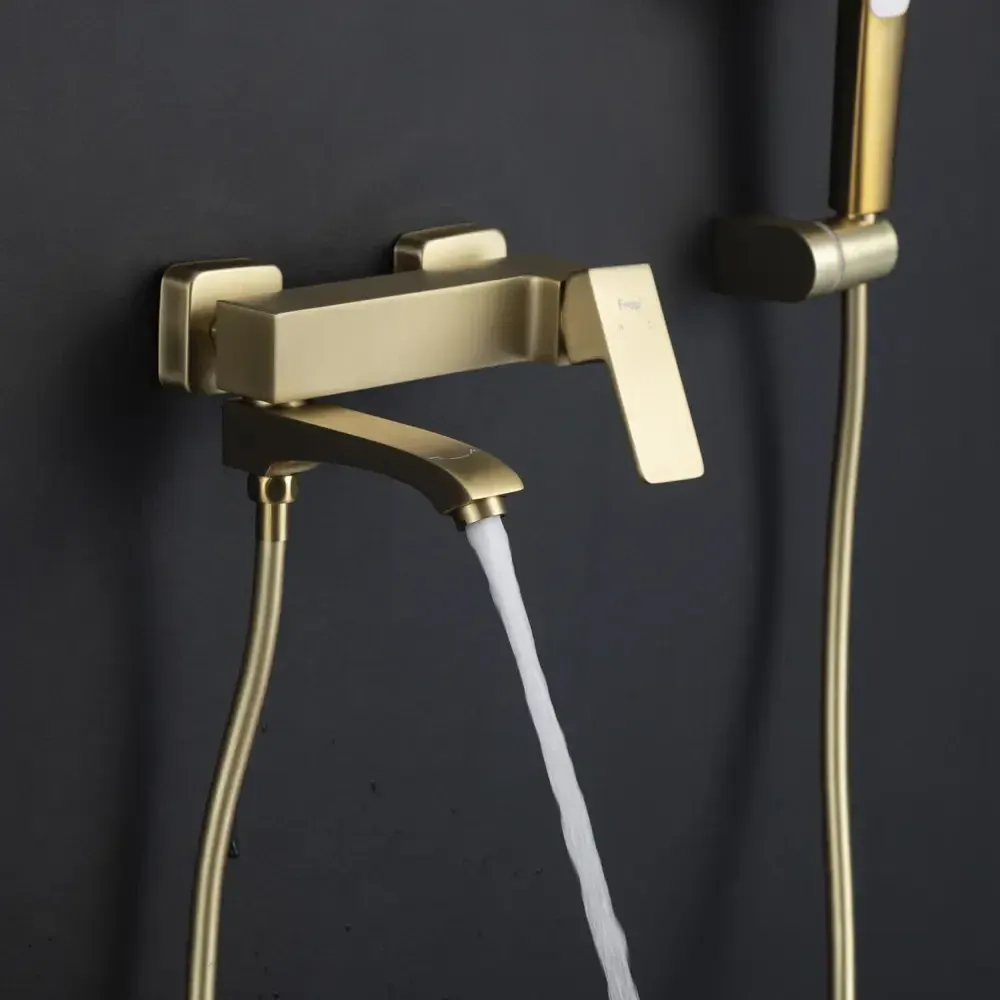 Змішувач для ванни FRAP F3276-3 з душовим гарнітуром, золотий сатин Київ - фото 2