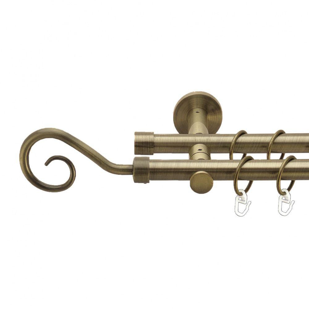 Карниз Orvit Гак металевий дворядний реверсивний гладка труба кільце металеве Антик 19\19 мм 160 см (00-00013344) Львів - фото 1