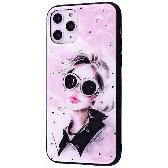 Чехол для Apple Iphone 11 Pro женщина в очках. Цвет: розовый MJ-43 Львов