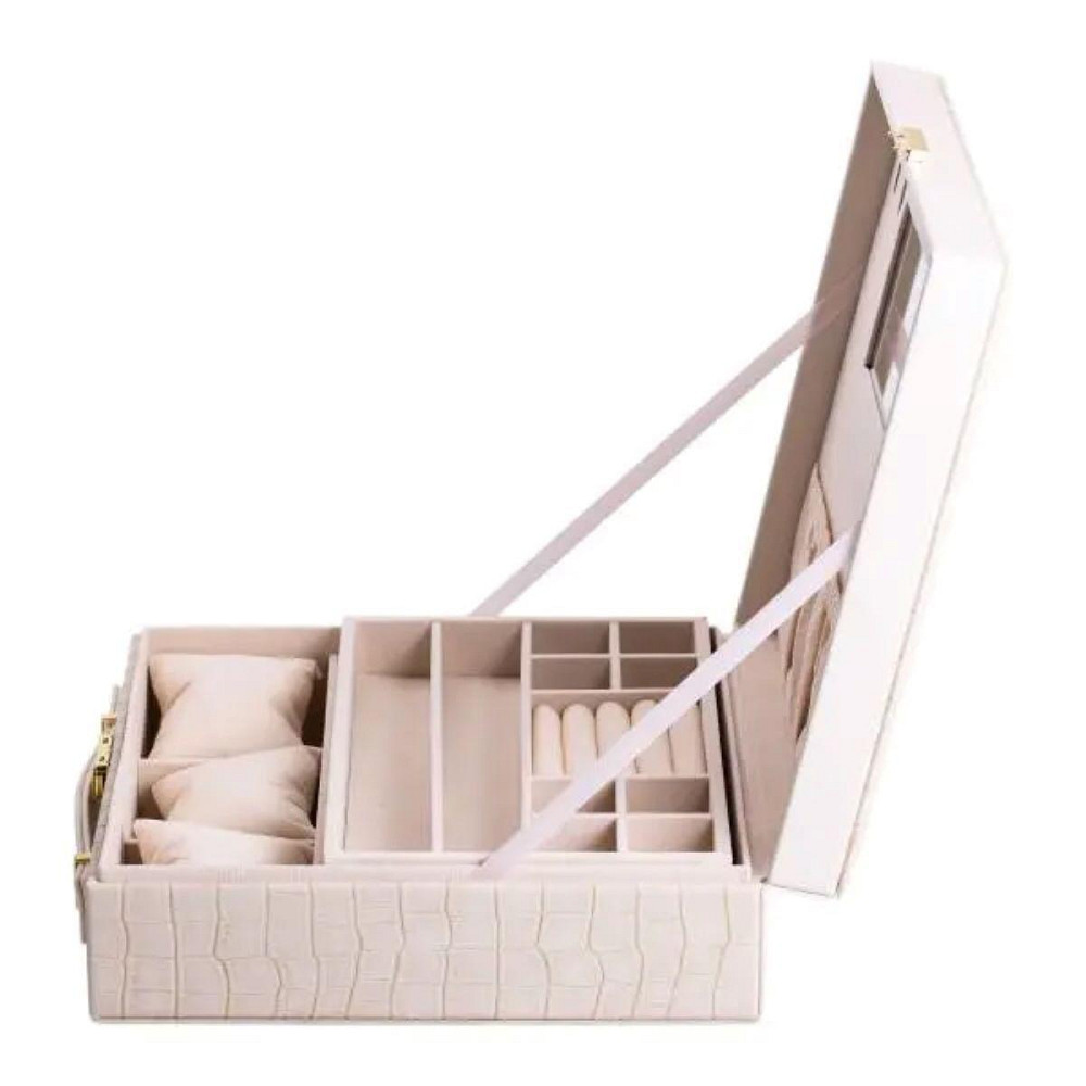 Шкатулка для украшений из эко кожи 2 яруса органайзер для ювелирных изделий HP-5-35BE Киев - изображение 4