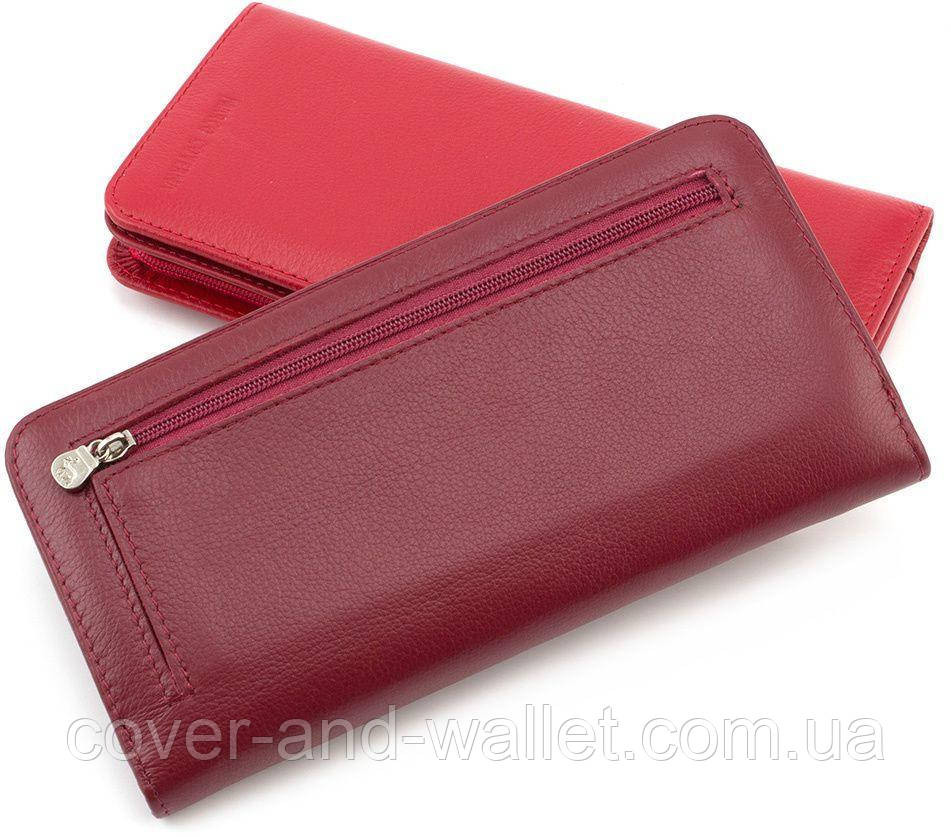 Стильный кожаный кошелек купюрник бордового цвета  Marco Coverna Киев - изображение 4
