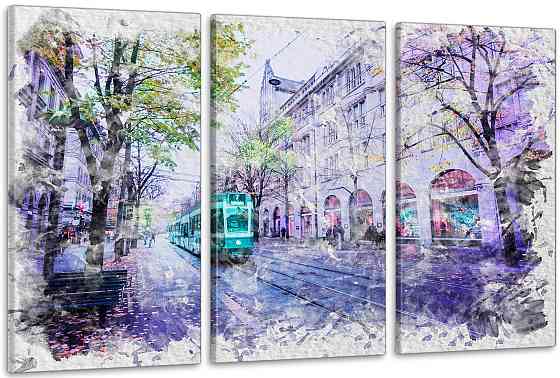 Модульная картина в гостиную / спальню  Місцевий колорит   ART-222_3A 70х130 см Киев