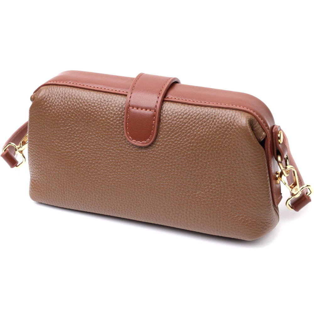 Красивий клатч з цікавою клямкою з натуральної шкіри Vintage 22425 Коричневий Київ - фото 2