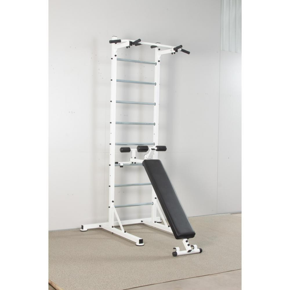 Шведская стенка мобильная напольная без крепления металлическая передвижная напольная со скамьей турником брус Каменское - изображение 5