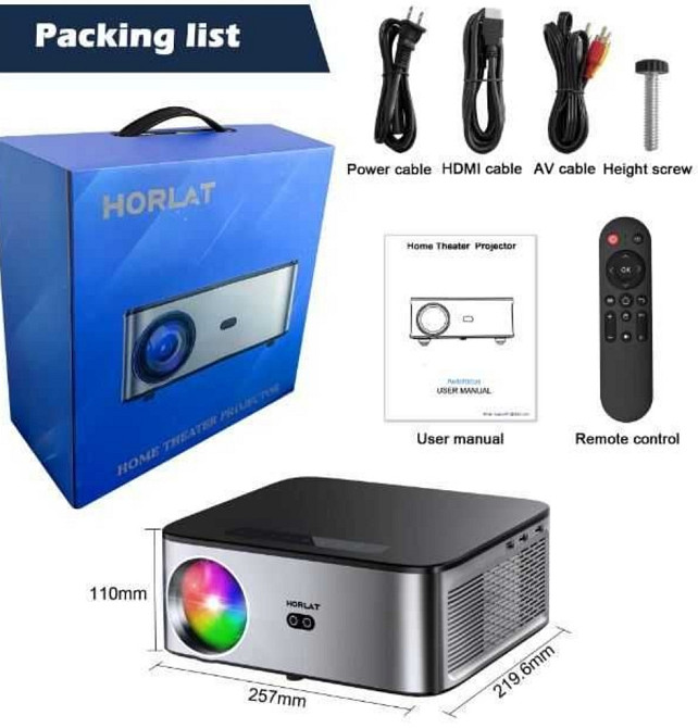Проектор HORLAT T09 Android 4K ( 2Gb.RAM + 32Gb. ROM ) Киев - изображение 6