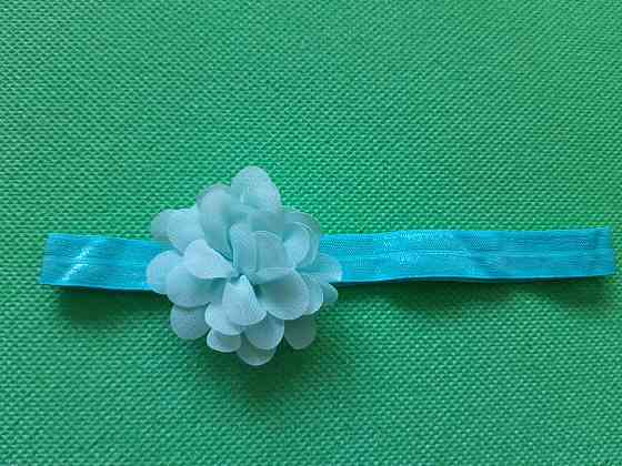 Повязка для девочки бирюзовая - размер цветка 5,5см, размер универсальный (на резинке) Киев