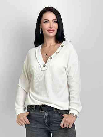 Жіночий пуловер з гудзиками "Pearl" оптом | Норма Білий, 46-48 Київ