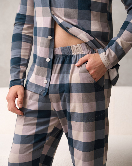 Мужская пижама со штанами - клетка - Family look для пары Tom John 93480 XL Киев - изображение 8