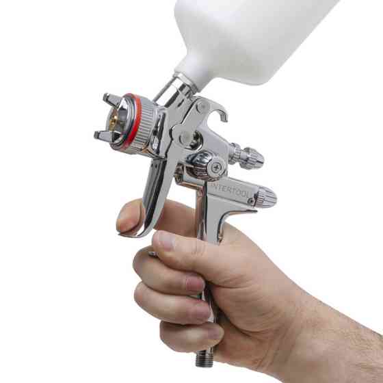 Краскопульт пневматический HVLP II, профессиональный, форсунка: 1,4 мм, верхний пластиковый бачок: 600 мл, 2 бар INTERTOOL PT-0100 Киев