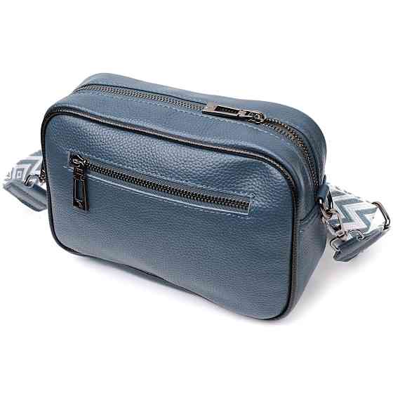 Шкіряна сумка з палітурками для стильних жінок Vintage 22408 Синя Київ