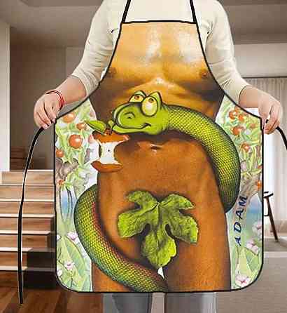 Фартук с приколом мужской с прессом кухонный для гриля и барбекю Адам 73 на 57 см разноцветный Киев