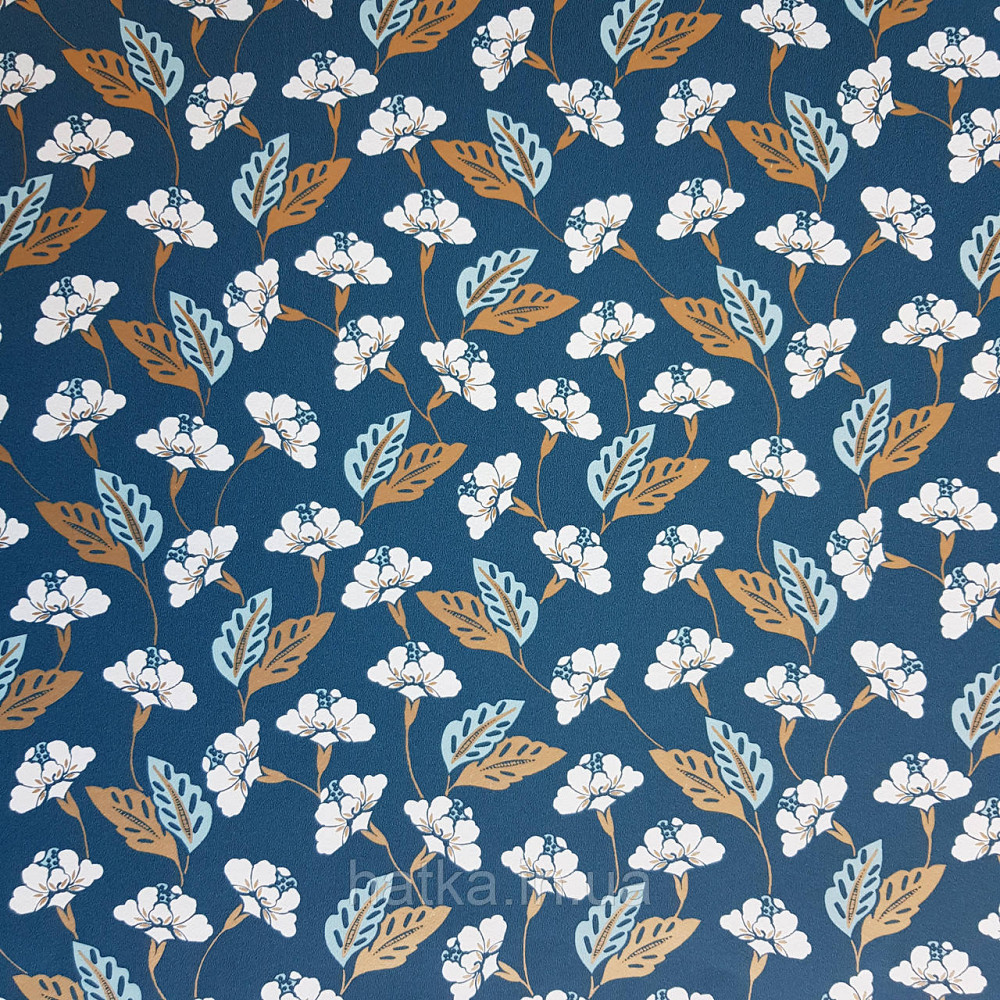 Шпалери вінілові на флізелін Caselio Mystery 0.53х10 м маленькі яскраві квіти листя білі золотисті на синьому Київ - фото 3