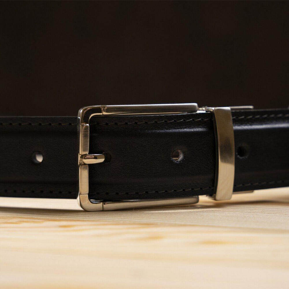 Ремень брючный двусторонний мужской Grande Pelle 11155 Коричневый и Черный Киев - изображение 2