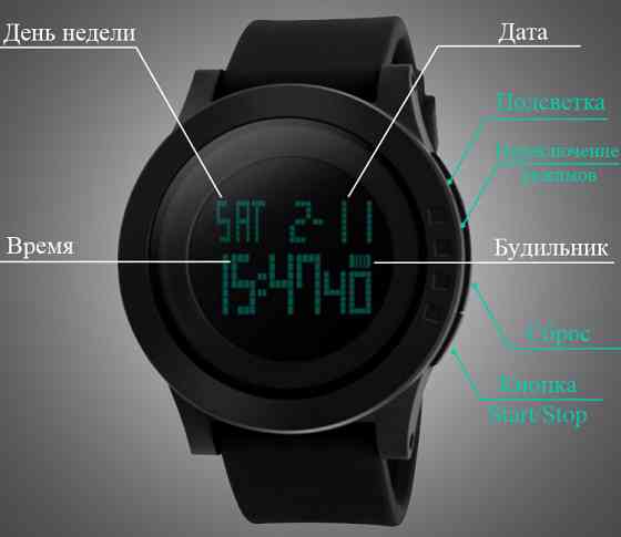 Наручные часы Skmei 1193 с подсветкой Черный Винница