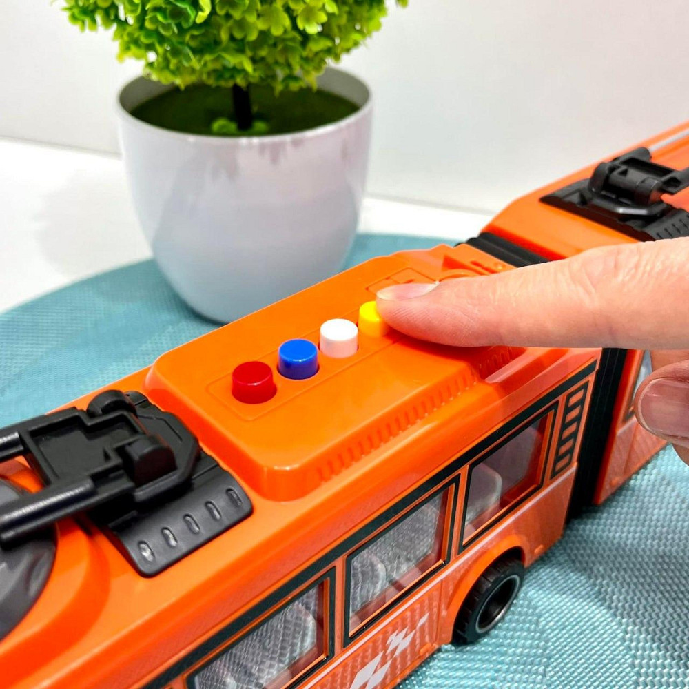 Тролейбус з інерцією підсвічуванням і звуком відчиняються двері Помаранчевий (JS163BC) Чернігів - фото 6