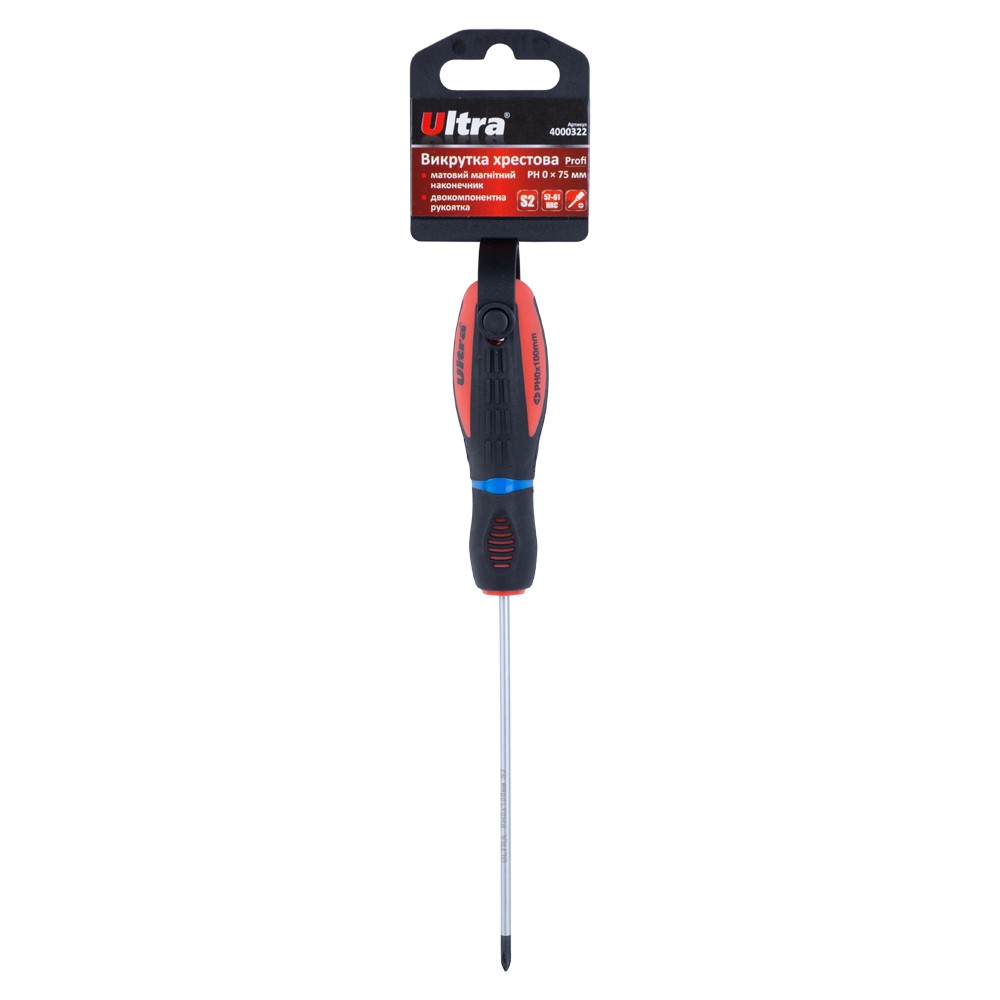 Ultra Отвертка крестовая PH 0×100мм S2 Profi ULTRA (4000322) Коломыя - изображение 2