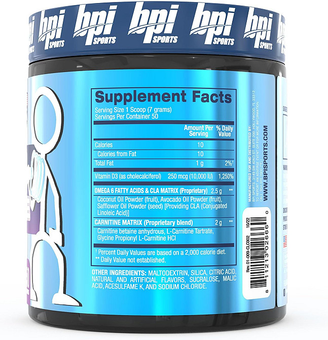 Жиросжигатель Bpi Sports CLA + Carnitine 700 г, Snow Cone Луцк - изображение 2