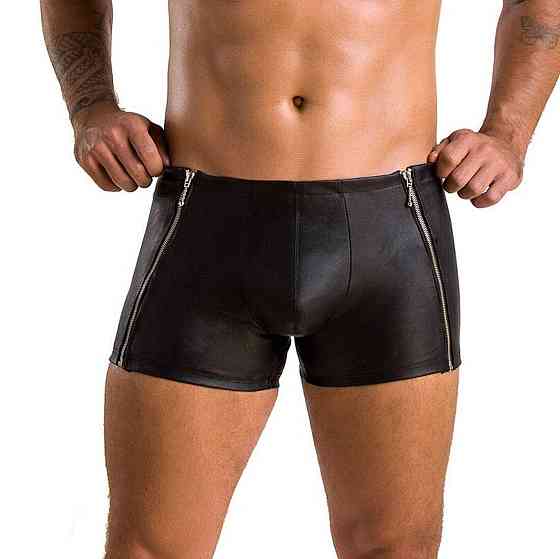 Мужские кожаные боксеры с молниями Passion 049 SHORT MATT L/XL Black Sex Aura Киев