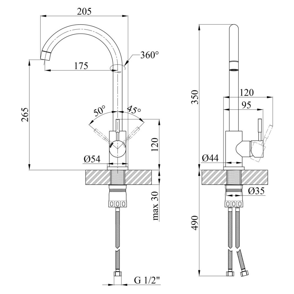 Змішувач для кухні Kroner KRP Edelstahl Klassisch - COL035 бежевий Київ - фото 8