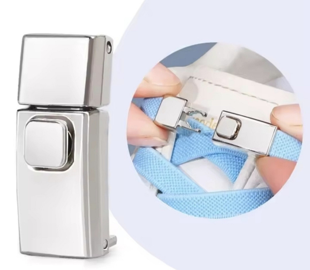 Еластичні шнурки без зав'язок з металевими застібками Блакитний Сміла - фото 2