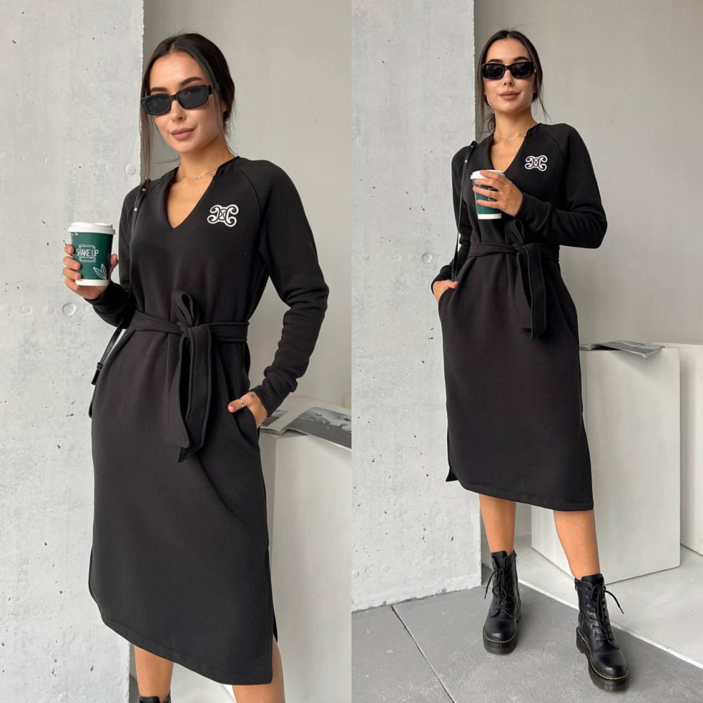 Довге жіноче тепле плаття туніка на флісі під пояс.  42-52р. Київ - фото 6