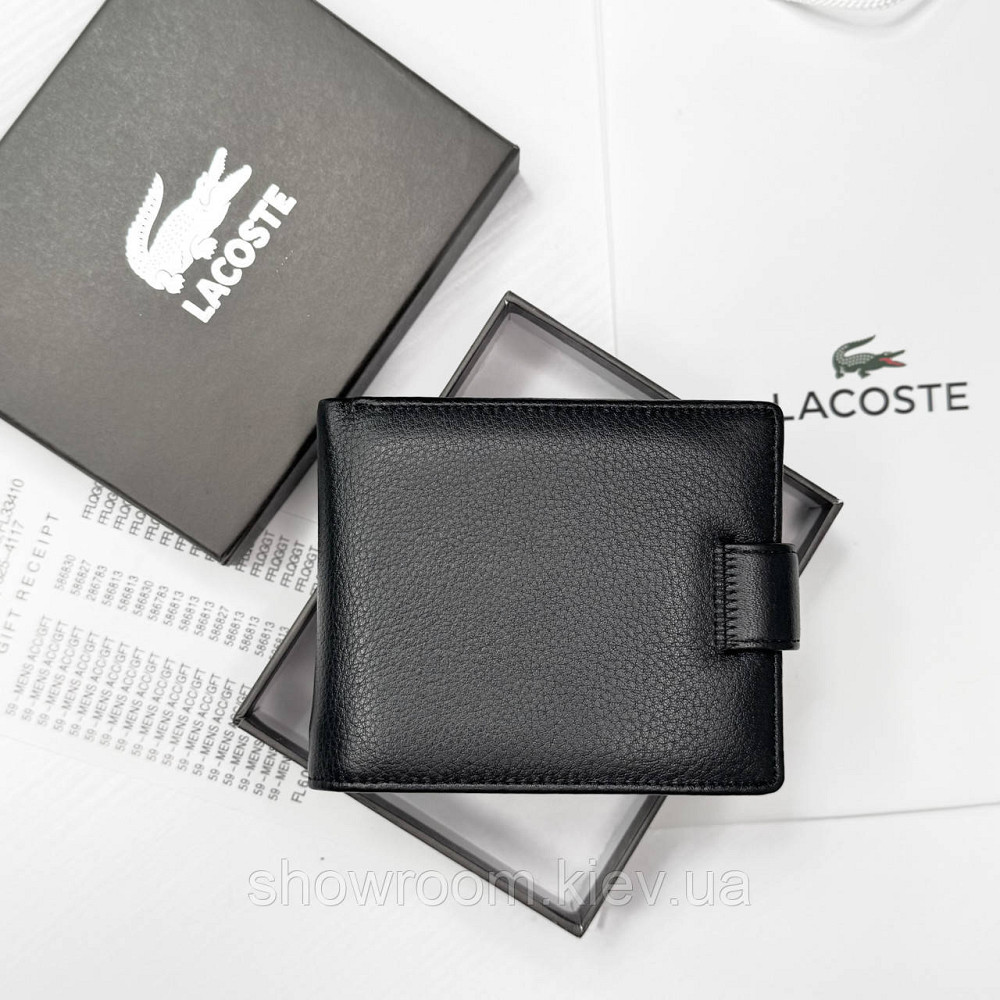 Чоловічий брендовий гаманець із натуральної шкіри на кнопці Lacoste (6605) Київ - фото 5