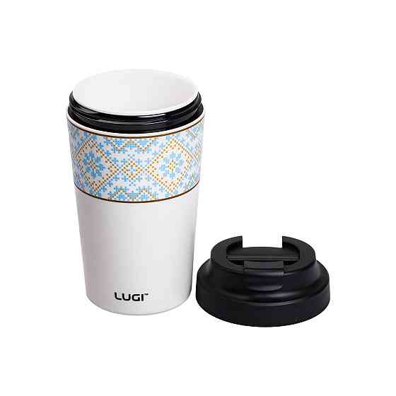 Термочашка Вышиванка с фарфоровой колбой 380 мл белая HP-14-50W Киев