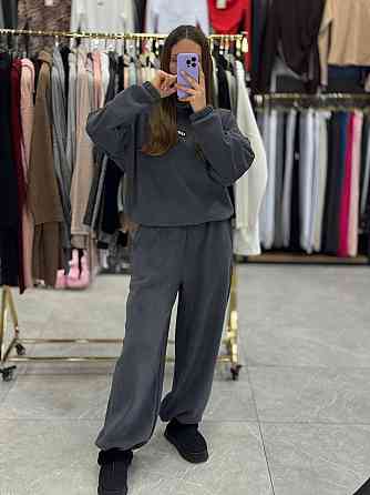 Женский теплый прогулочный костюм двойка: кофта и штаны турецкий флис Графит, 46/48 Одесса