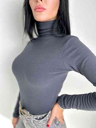 Жіночий теплий гольф в рубчик "Cool" оптом | Батал Графіт, 50-52 Київ