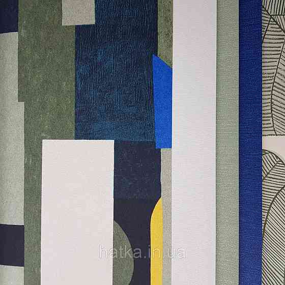 Обои флизелиновые эко Khroma Zoom Goja 0.53х10.05 м абстракция геометрия синий желтый черный белый Киев