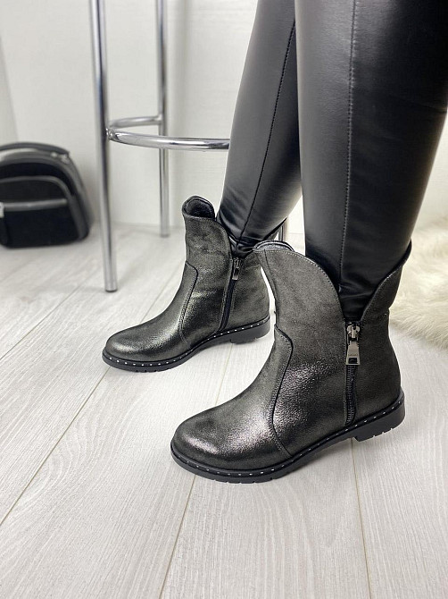 Напівчоботи M.KRAFT антрацит шкіра-сатин натуральна высота 18 см подошва 3,5 см размеры 37р.38р Коломия - фото 8