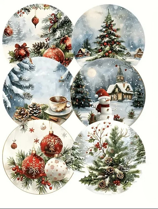 Комплект різдвяних підставок під чашки 6 шт №7 Смела - изображение 1