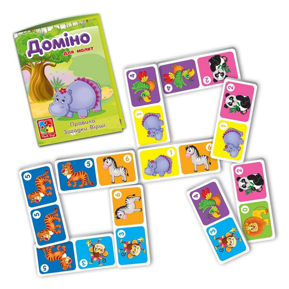 Дитяча настільна гра Доміно "Зоопарк" VT2100-07, 28 плиток Вінниця - фото 3